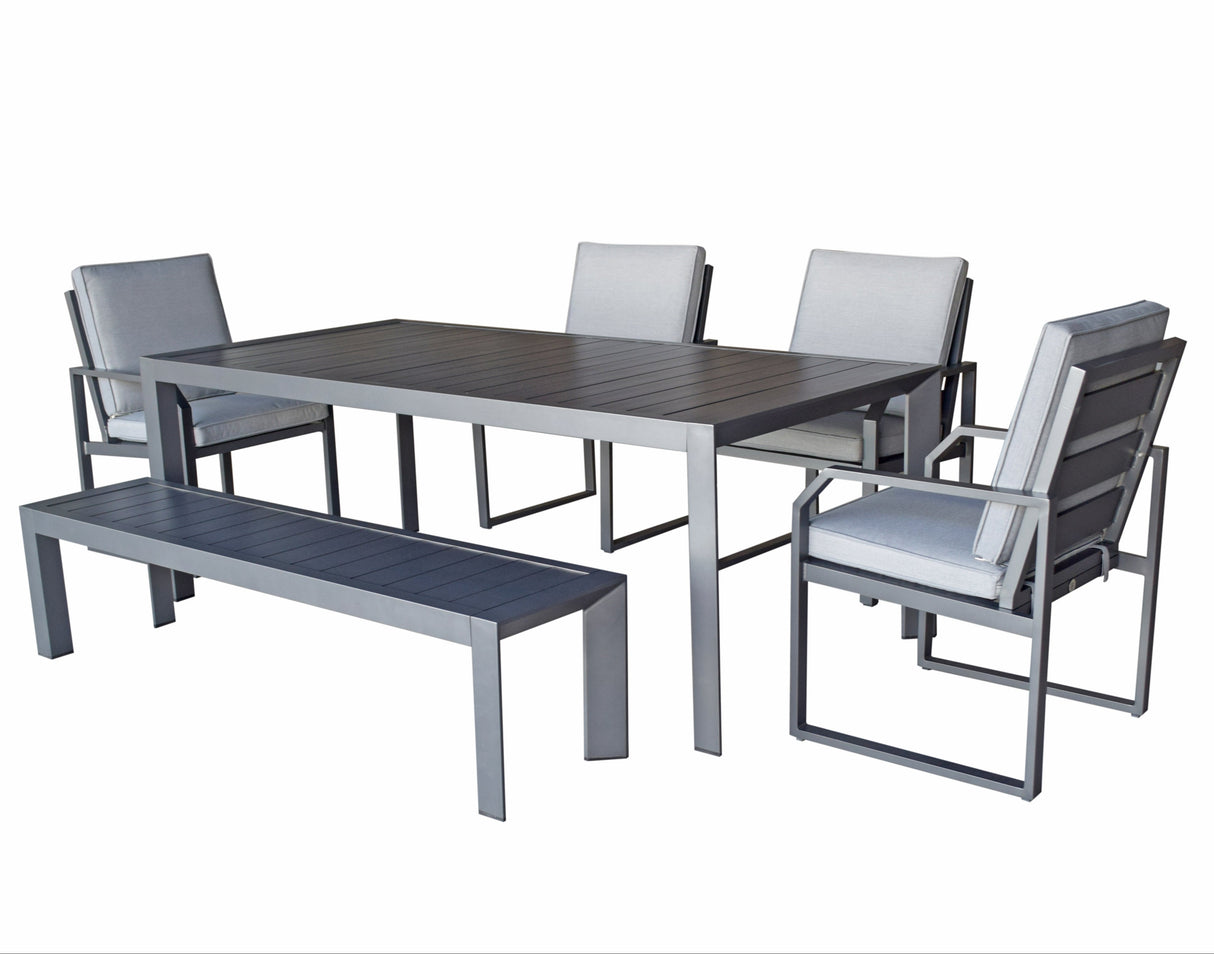 Signature Weave Alarna Dining Table Set with Bench & 4 Chairs