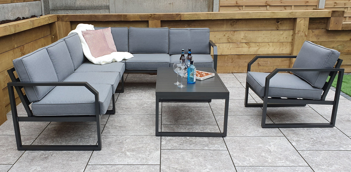 Signature Weave Alarna Corner Sofa Set with Coffee Table and Armchair - Grey