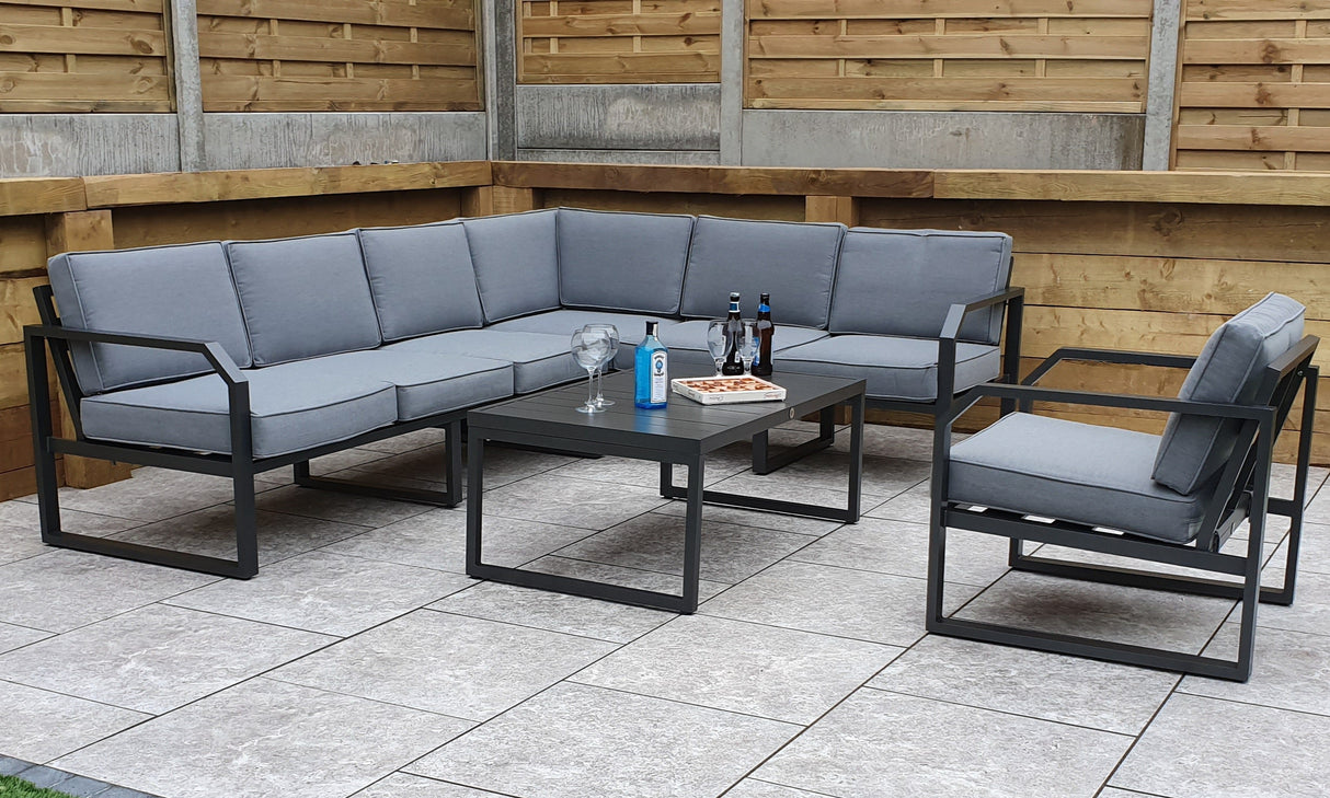 Signature Weave Alarna Corner Sofa Set with Coffee Table and Armchair - Grey