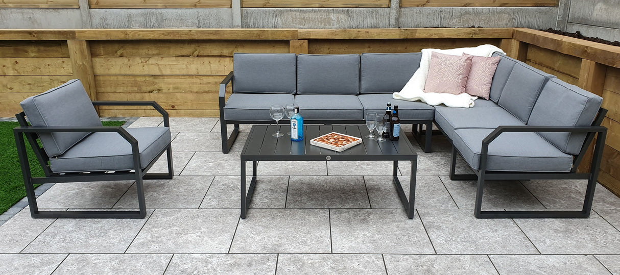 Signature Weave Alarna Corner Sofa Set with Coffee Table and Armchair - Grey
