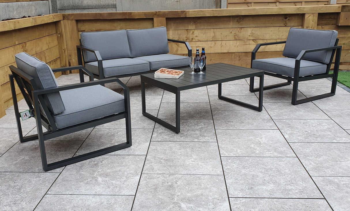 Signature Weave Alarna Corner Sofa Set with Coffee Table and 2 Armchairs - Grey