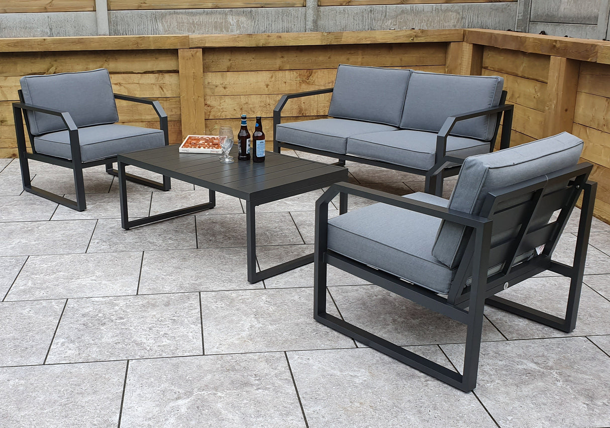 Signature Weave Alarna Corner Sofa Set with Coffee Table and 2 Armchairs - Grey