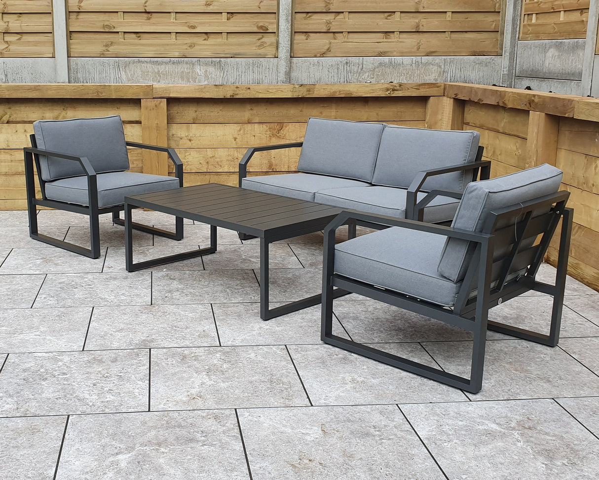 Signature Weave Alarna Corner Sofa Set with Coffee Table and 2 Armchairs - Grey