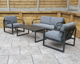 Signature Weave Alarna Corner Sofa Set with Coffee Table and 2 Armchairs - Grey