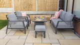 Signature Weave Bettina Dining Lift Table Set with 3-Seater Sofa, 2 Chairs and 2 Ottomans