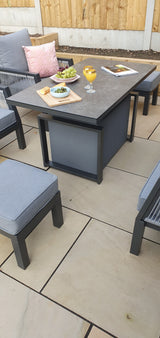 Signature Weave Bettina Dining Lift Table Set with 3-Seater Sofa, 2 Chairs and 2 Ottomans