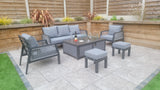 Signature Weave Bettina Gas Firepit Table Set with 3-Seat Sofa and 2 Armchairs