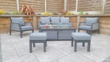 Signature Weave Bettina Gas Firepit Table Set with 3-Seat Sofa and 2 Armchairs