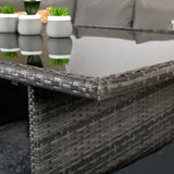 Signature Weave Charlotte Corner Sofa Dining Set with Glass Top Table and 3 Ottomans - Grey
