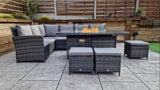 Signature Weave Charlotte Corner Sofa Dining Set with Firepit Table and 3 Ottomans