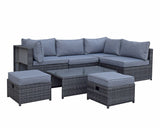 Signature Weave Chelsea Modular Sofa Set with Glass Top Coffee Table and 2 Ottomans