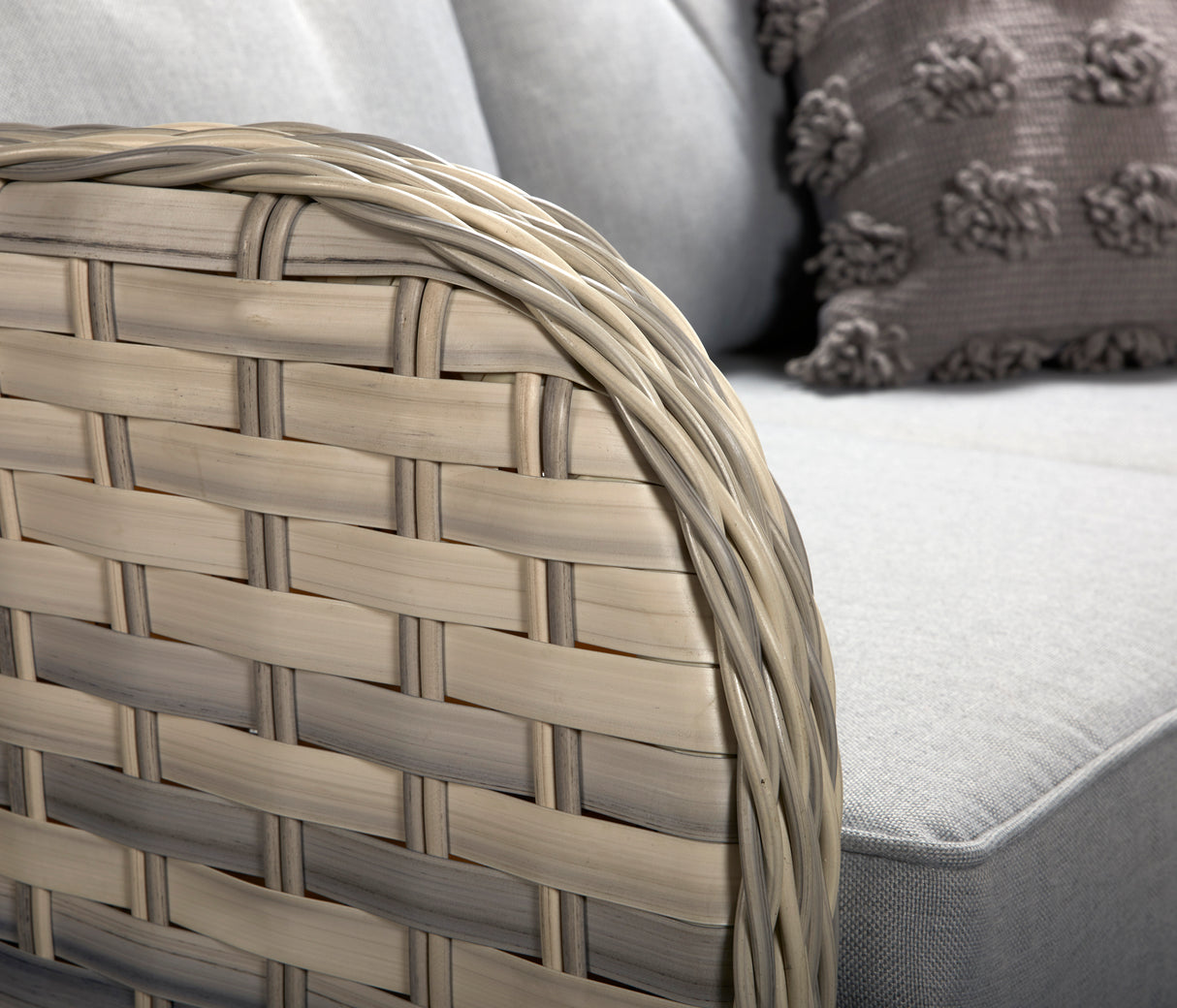 Signature Weave Constance Large Corner Sofa Dining Set with Glass Top Table and 2 Ottomans