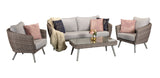 Signature Weave Danielle 5-Seat Sofa Set with 2 Armchairs and Glass Top Coffee Table