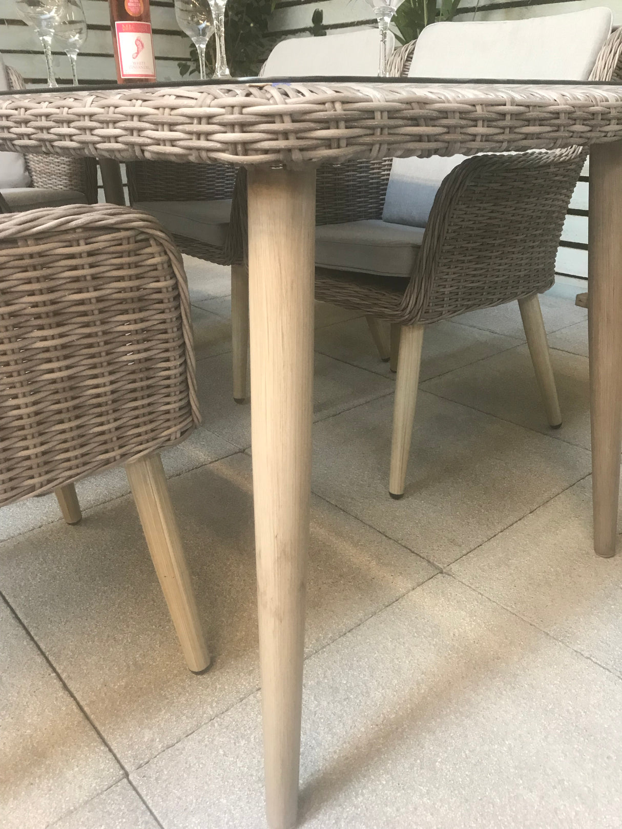 Signature Weave Danielle 6-Seat Dining Table Set with 6 Chairs and Rectangular Glass Top Table