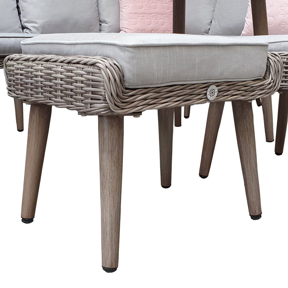 Signature Weave Danielle Corner Sofa Dining Set with Glass Top Table and 2 Ottomans