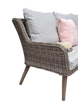 Signature Weave Danielle Corner Sofa Dining Set with Glass Top Table and 2 Ottomans