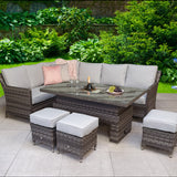 Signature Weave Edwina Corner Sofa Dining Set with Ice Bucket Lift Table and 3 Ottomans - Multi Grey Wicker
