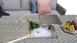 Signature Weave Edwina Corner Sofa Dining Set with Ice Bucket Lift Table and 3 Ottomans - Wicker Special Grey