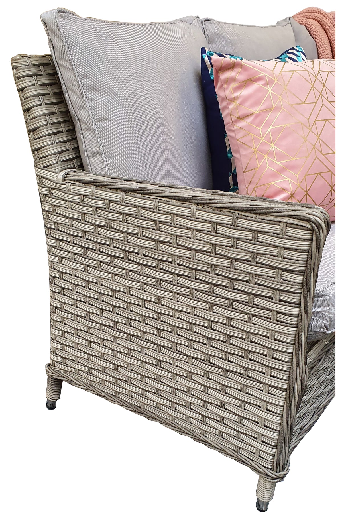 Signature Weave Edwina Corner Sofa Dining Set with Ice Bucket Lift Table and 3 Ottomans - Wicker Special Grey