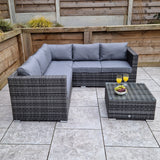 Signature Weave Georgia Corner Sofa Set with Glass Top Coffee Table - Grey