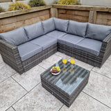Signature Weave Georgia Corner Sofa Set with Glass Top Coffee Table - Grey