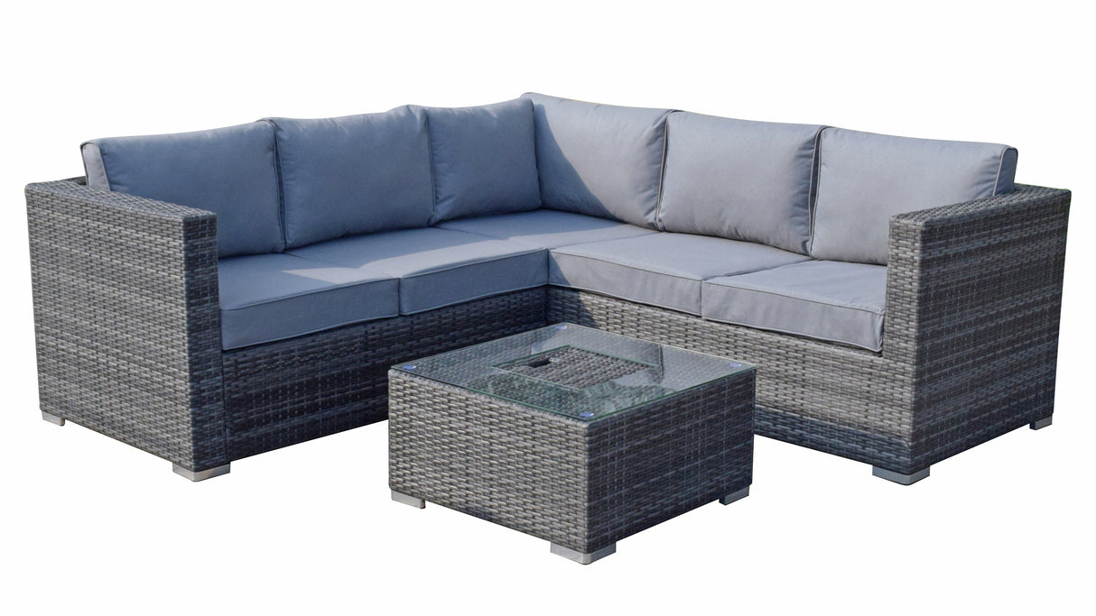 Signature Weave Georgia Corner Sofa Set with Ice Bucket Coffee Table - Grey