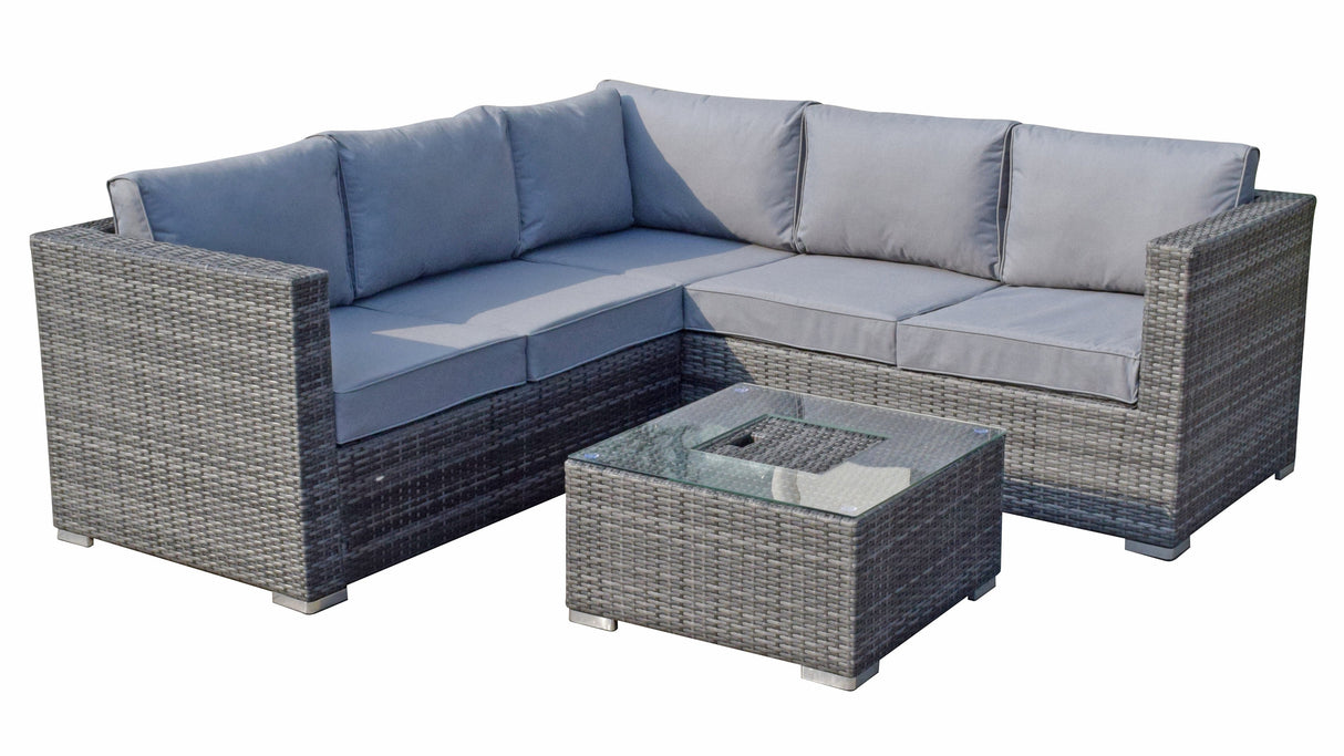 Signature Weave Georgia Corner Sofa Set with Ice Bucket Coffee Table - Grey