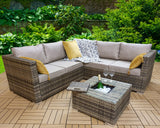 Signature Weave Georgia Corner Sofa Set with Ice Bucket Coffee Table - Mixed Brown