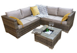 Signature Weave Georgia Corner Sofa Set with Ice Bucket Coffee Table - Mixed Brown
