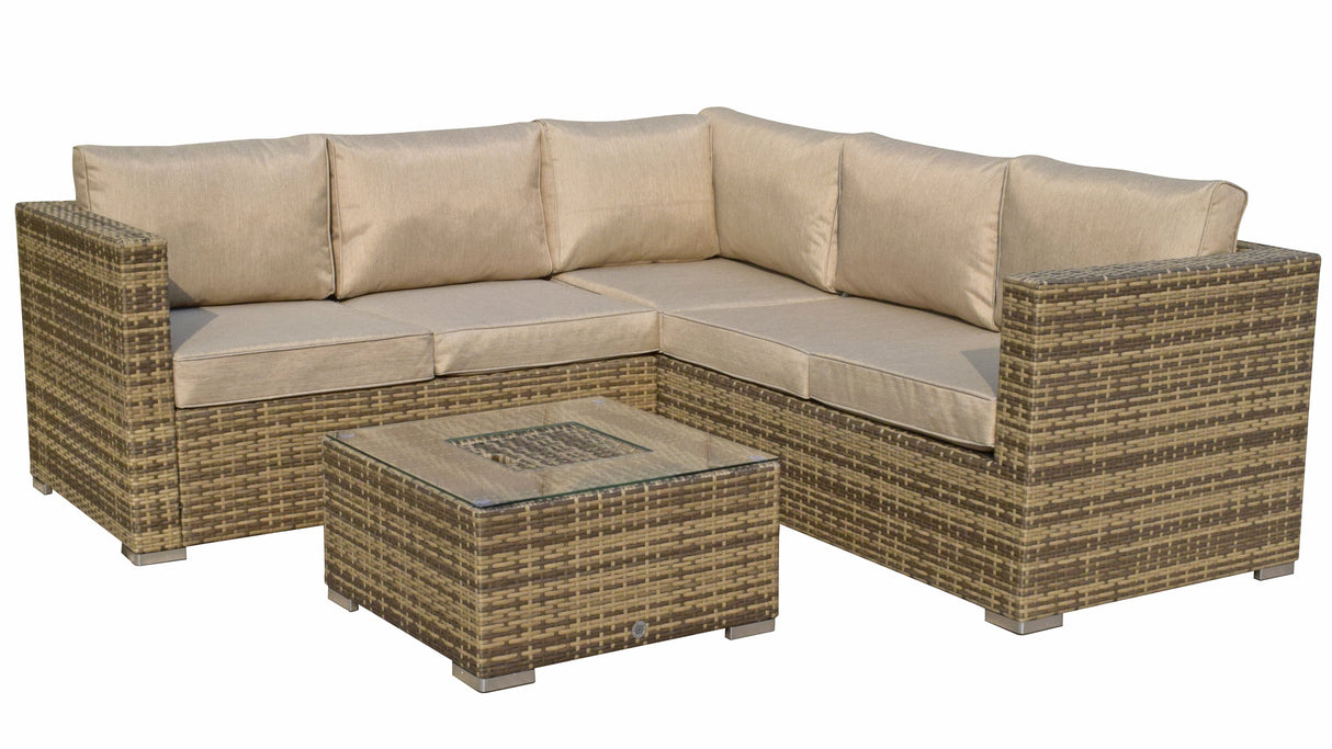 Signature Weave Georgia Corner Sofa Set with Ice Bucket Coffee Table - Mixed Brown