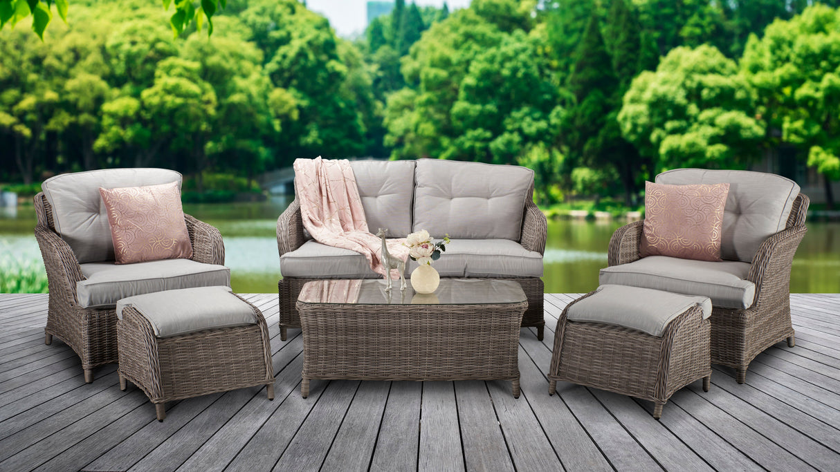 Signature Weave Harriet 2-Seat Sofa Set with Glass Top Coffee Table
