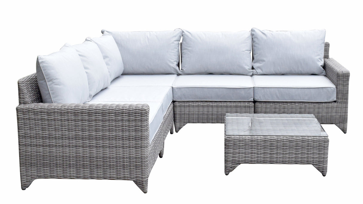 Signature Weave Helena Modular Corner Sofa Set with Glass Top Coffee Table