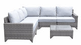 Signature Weave Helena Modular Corner Sofa Set with Glass Top Coffee Table