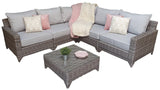 Signature Weave Helena Modular Corner Sofa Set with Glass Top Coffee Table