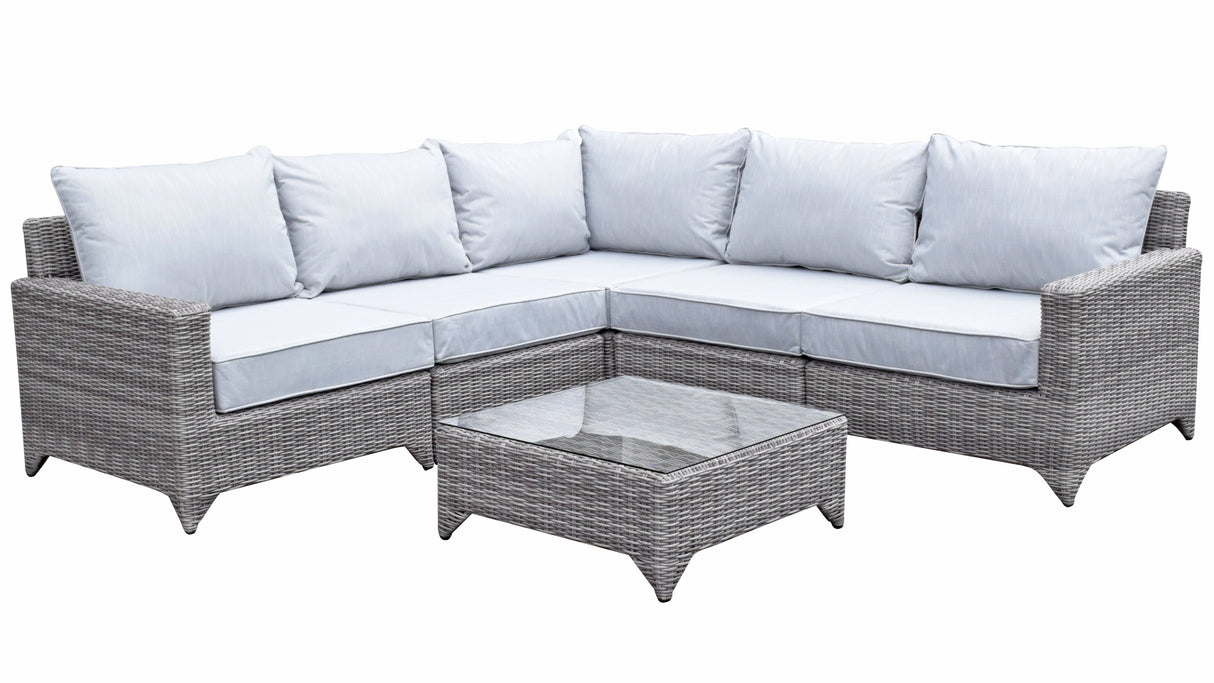 Signature Weave Helena Modular Corner Sofa Set with Glass Top Coffee Table