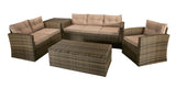 Signature Weave Holly 6-Seat Sofa Set with 2 Storage Tables - Mixed Brown