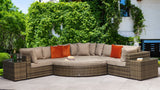 Signature Weave Jessica Large Corner Sofa Set with Chaise and 2 Glass Top Side Tables - Mixed Brown