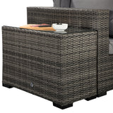 Signature Weave Jessica Large Corner Sofa Set with Chaise and 2 Glass Top Side Tables - Grey