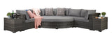 Signature Weave Jessica Large Corner Sofa Set with Chaise and 2 Glass Top Side Tables - Grey