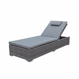 Signature Weave Jessica Pair of Sun Loungers with Glass Top Drinks Table - Grey