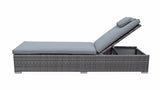 Signature Weave Jessica Pair of Sun Loungers with Glass Top Drinks Table - Grey