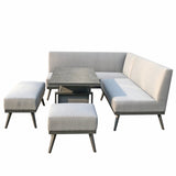 Signature Weave Kimmie Fabric Corner Sofa Dining Set with Gas Lift Table and 2 Ottomans