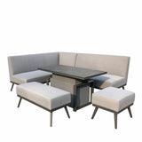 Signature Weave Kimmie Fabric Corner Sofa Dining Set with Gas Lift Table and 2 Ottomans