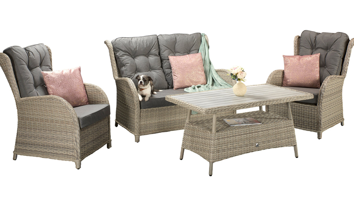 Signature Weave Meghan 4-Seat Sofa Set with Aluminium Top Table and 2 Armchairs