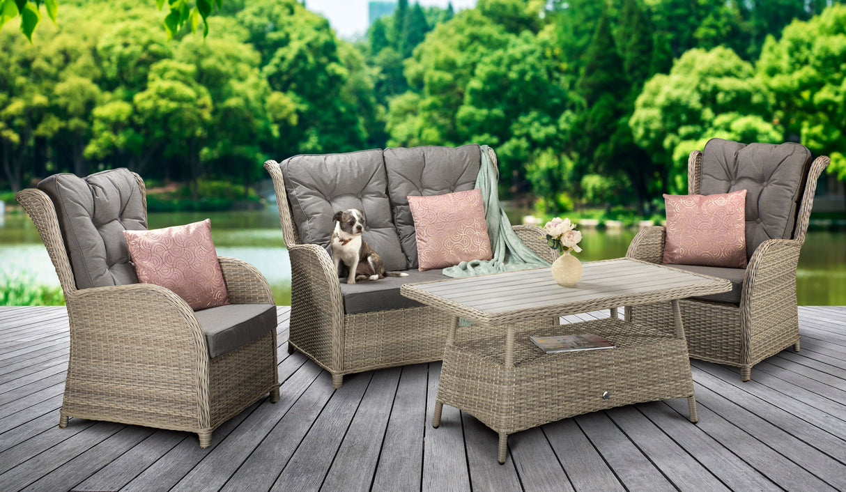 Signature Weave Meghan 4-Seat Sofa Set with Aluminium Top Table and 2 Armchairs