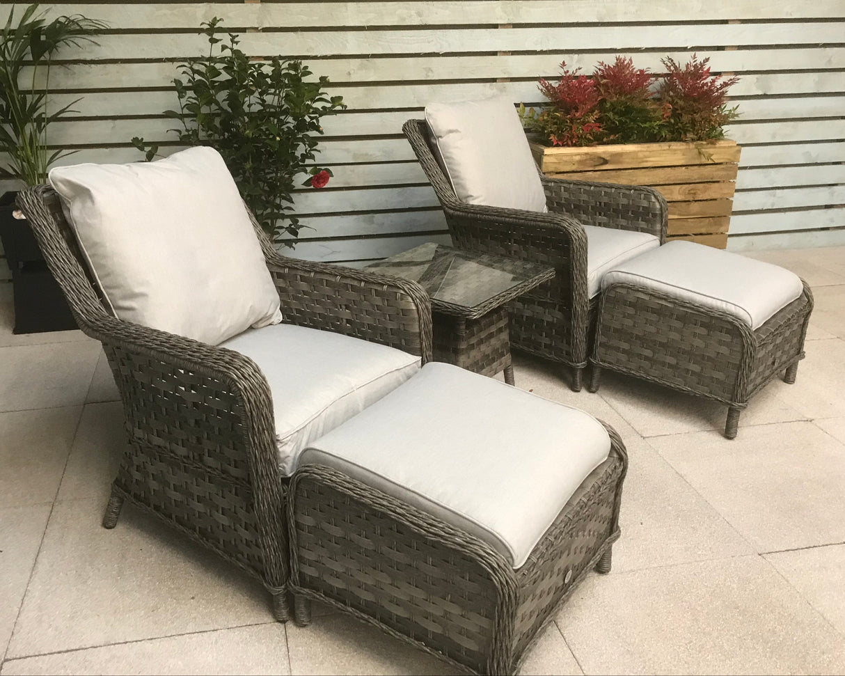 Signature Weave Mia Lounge Chair Set with Glass Top Side Table