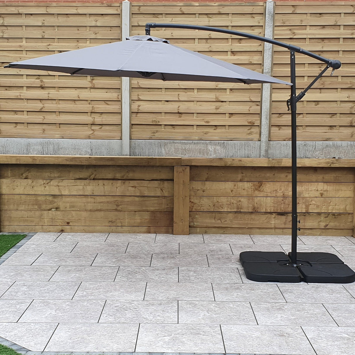 Signature Weave 3m Banana Parasol - Grey