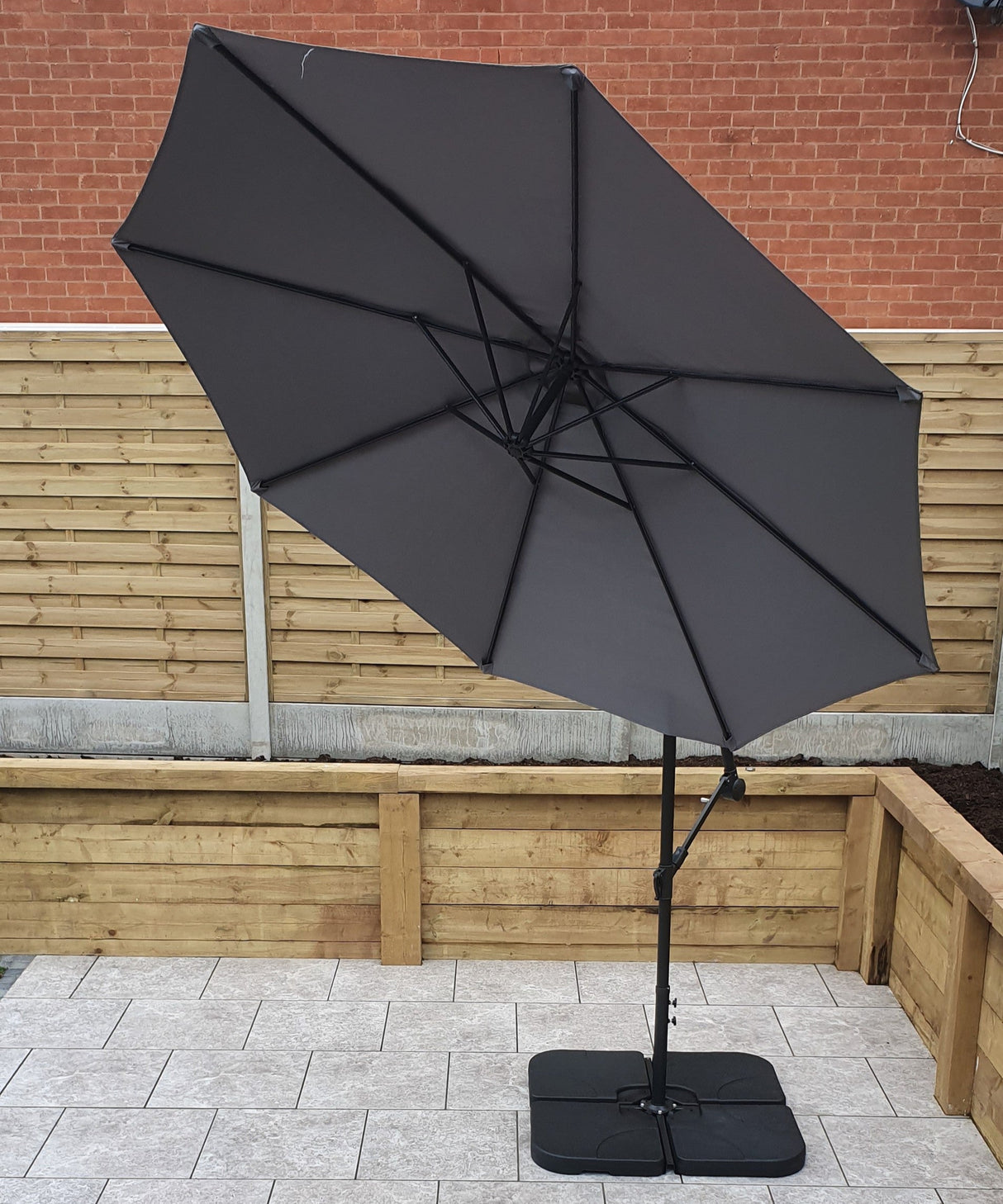Signature Weave 3m Banana Parasol - Grey
