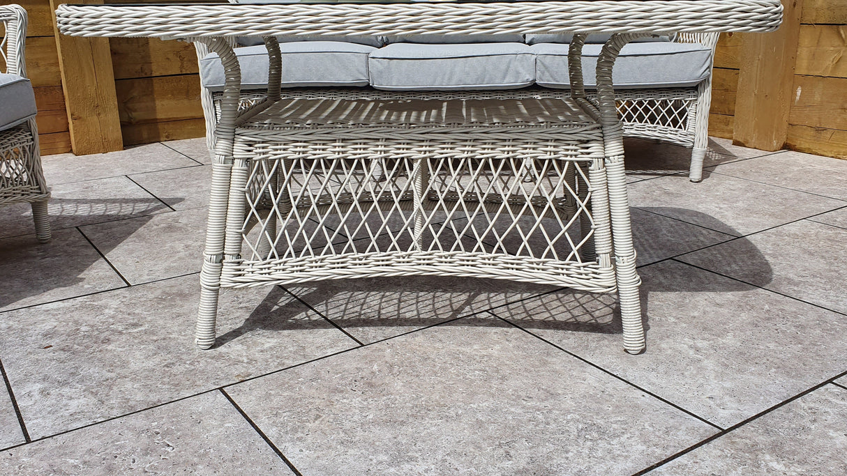 Signature Weave Rose 5-Seat Sofa Set with Glass Top Coffee Table and 2 Armchairs