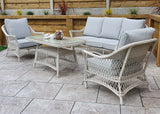 Signature Weave Rose 5-Seat Sofa Set with Glass Top Coffee Table and 2 Armchairs
